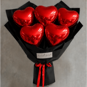 5'li Kırmızı Kalp Balon Buketi