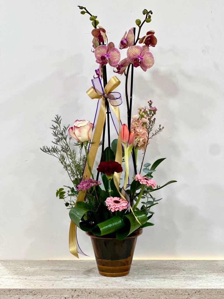 Cam Vazoda Orkide Aranjman